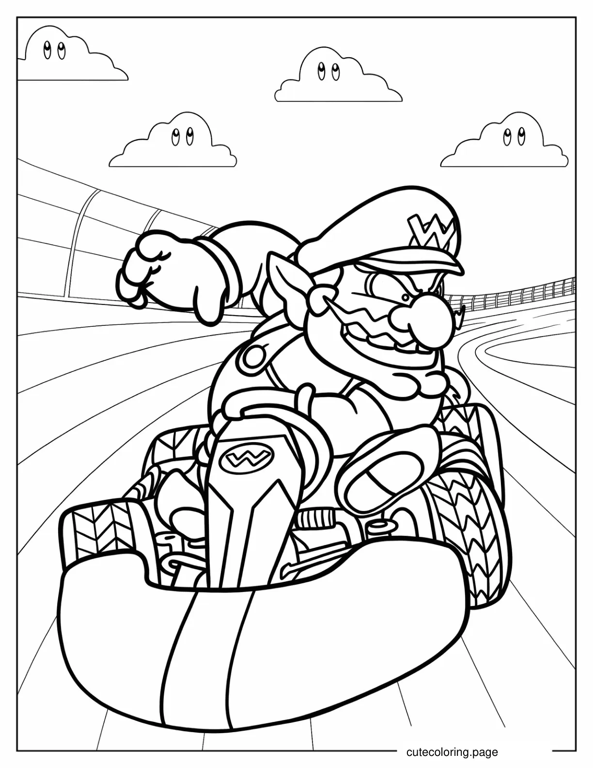 Mario From Mario Kart To Color coloring page