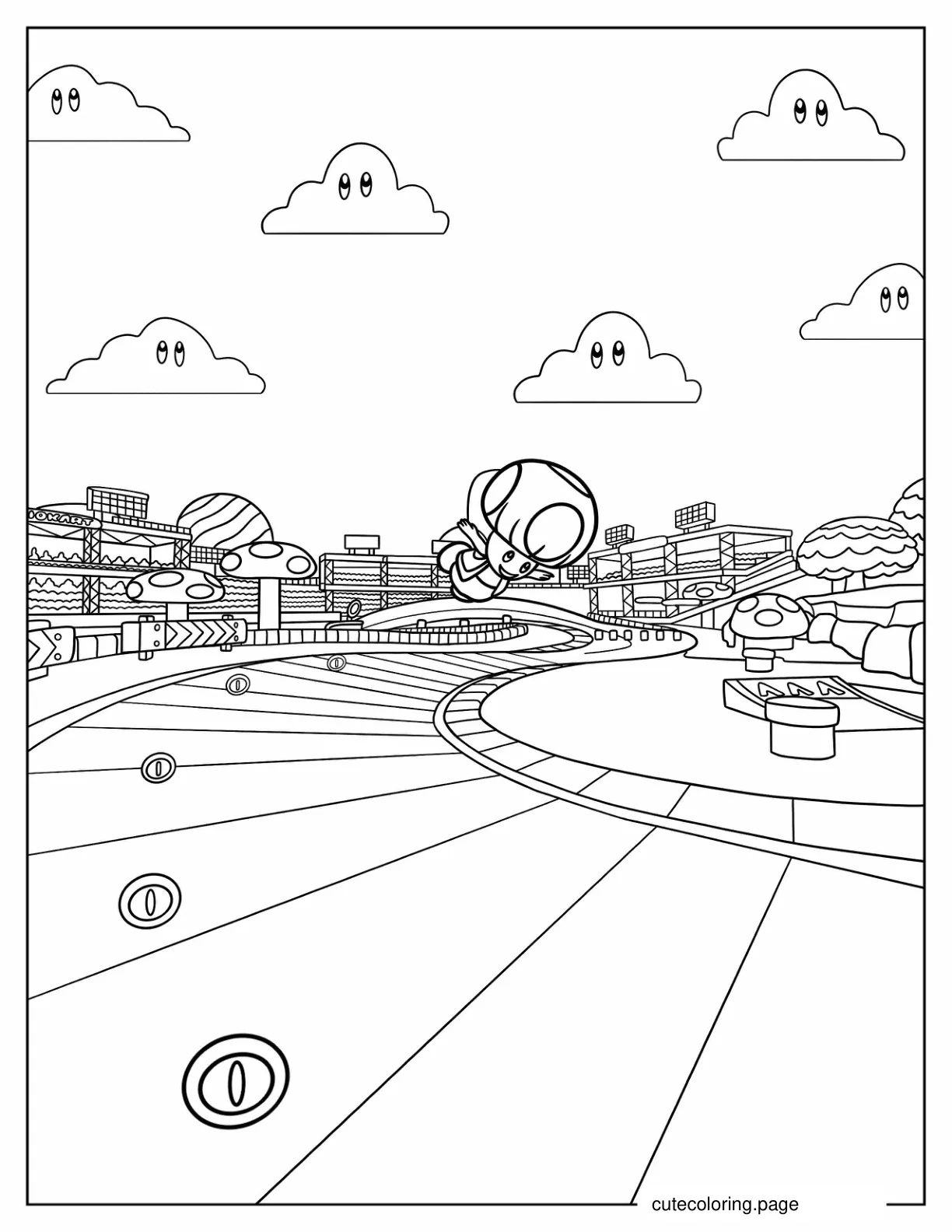 Mario Kart Odyssey Race Track To Color coloring page