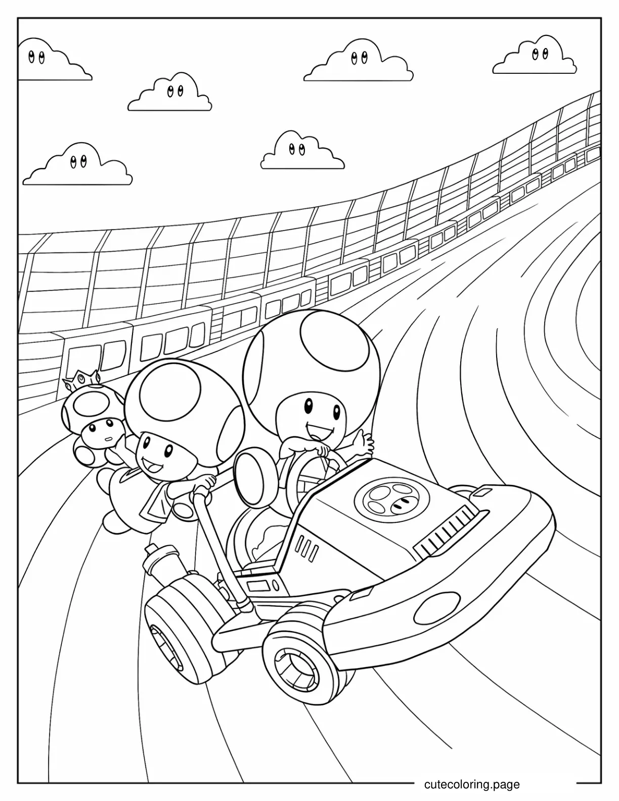 Toad And Toadette From Mario Kart coloring page