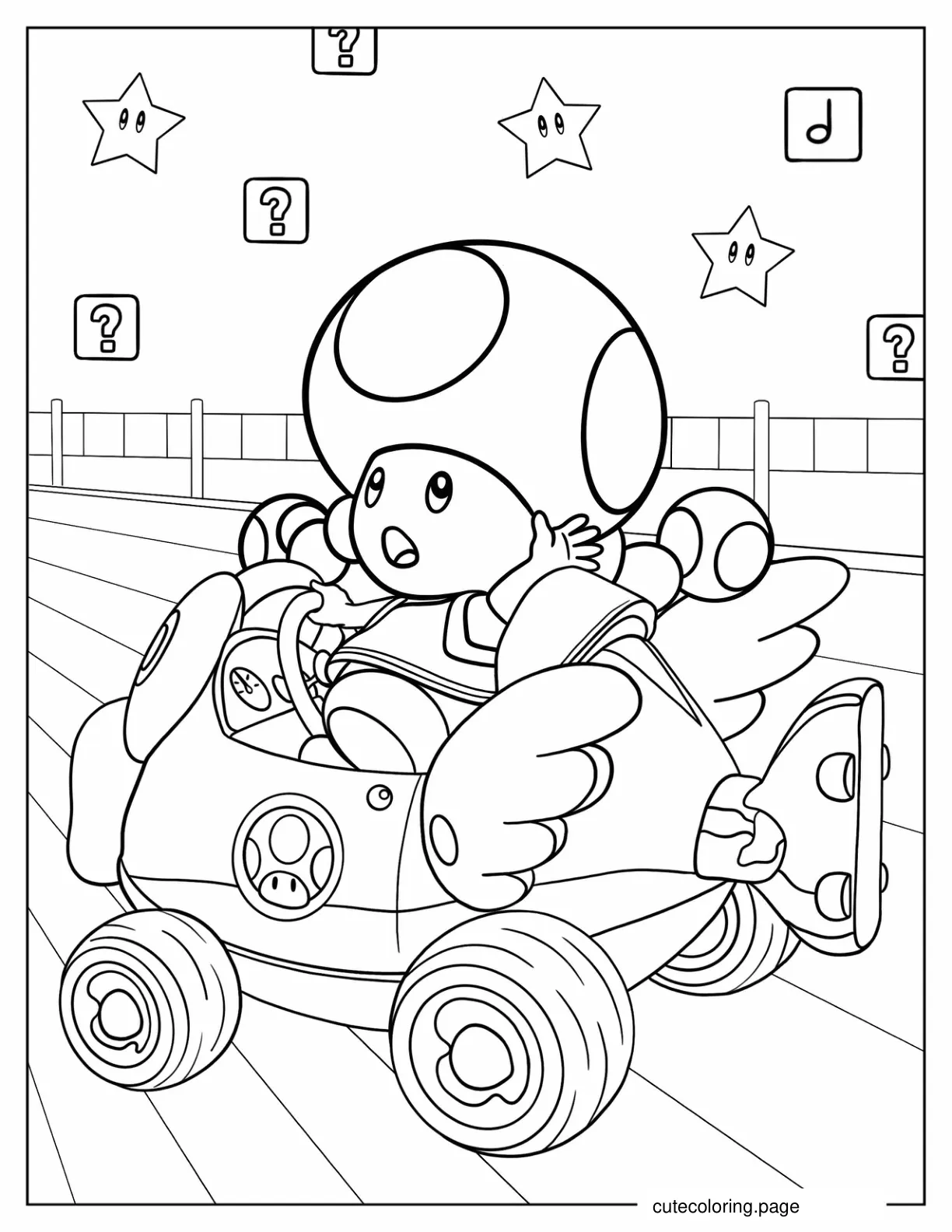 Toadette Racing In Mario Kart coloring page