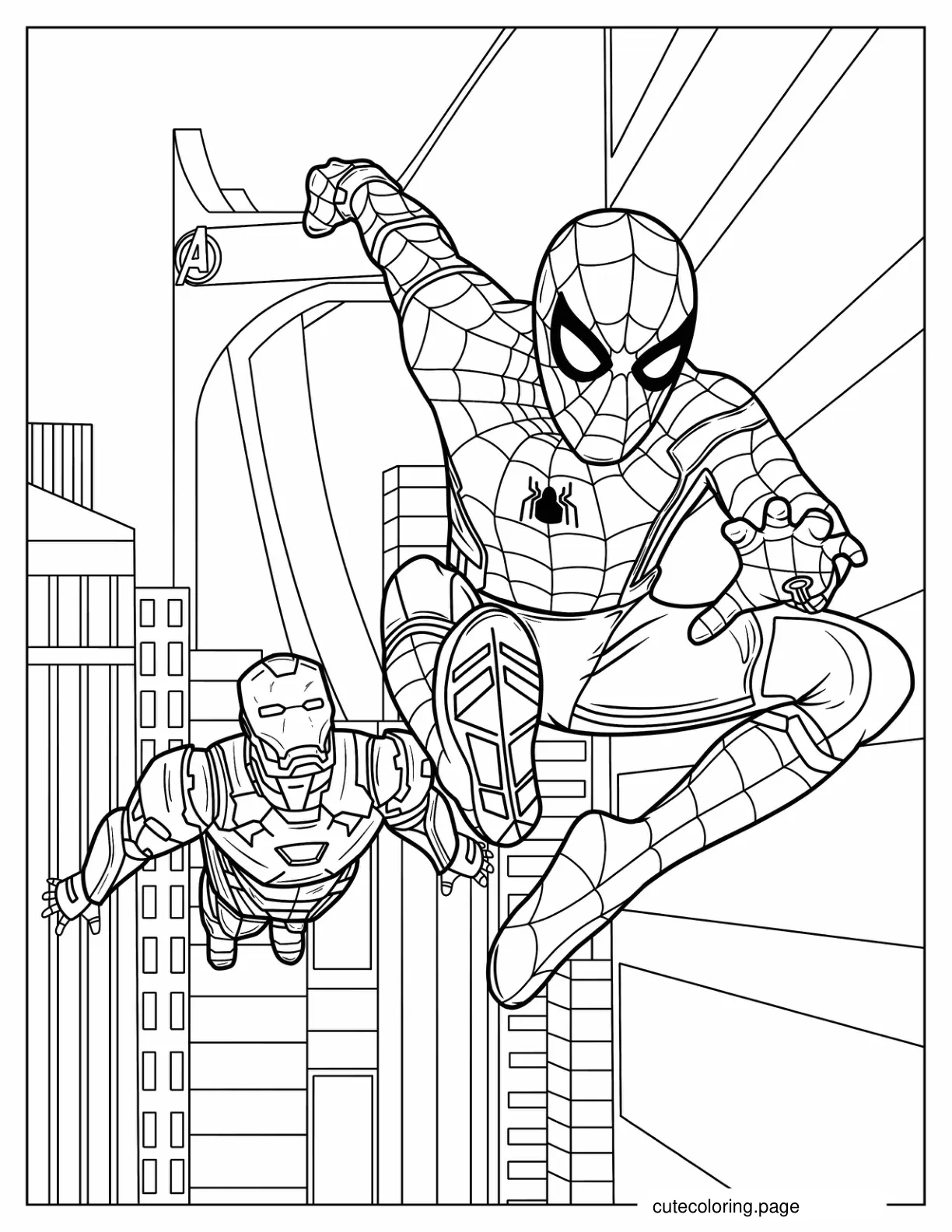 Coloring Page Of Iron Man And Spider Man coloring page