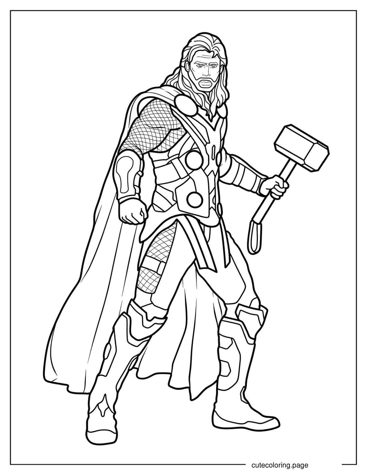 Coloring Page Of Thor Holding Hammer coloring page