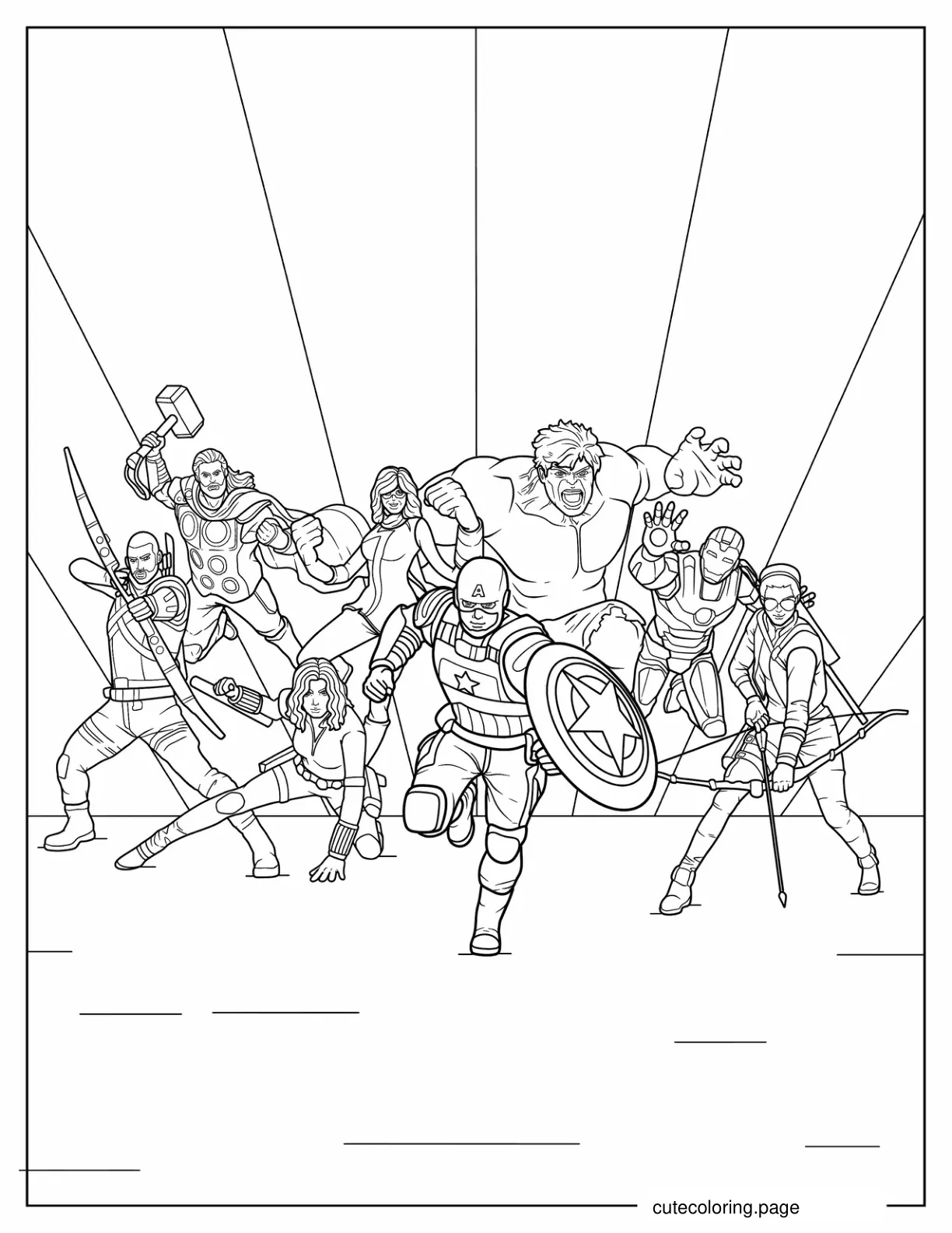 Coloring Sheet Of The Avengers Team coloring page