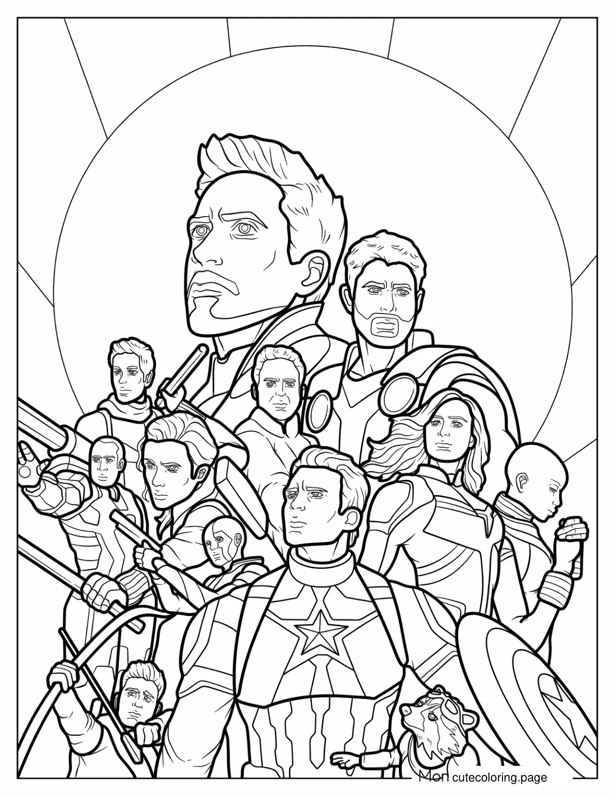 Detailed Coloring Page Of The Avengers coloring page