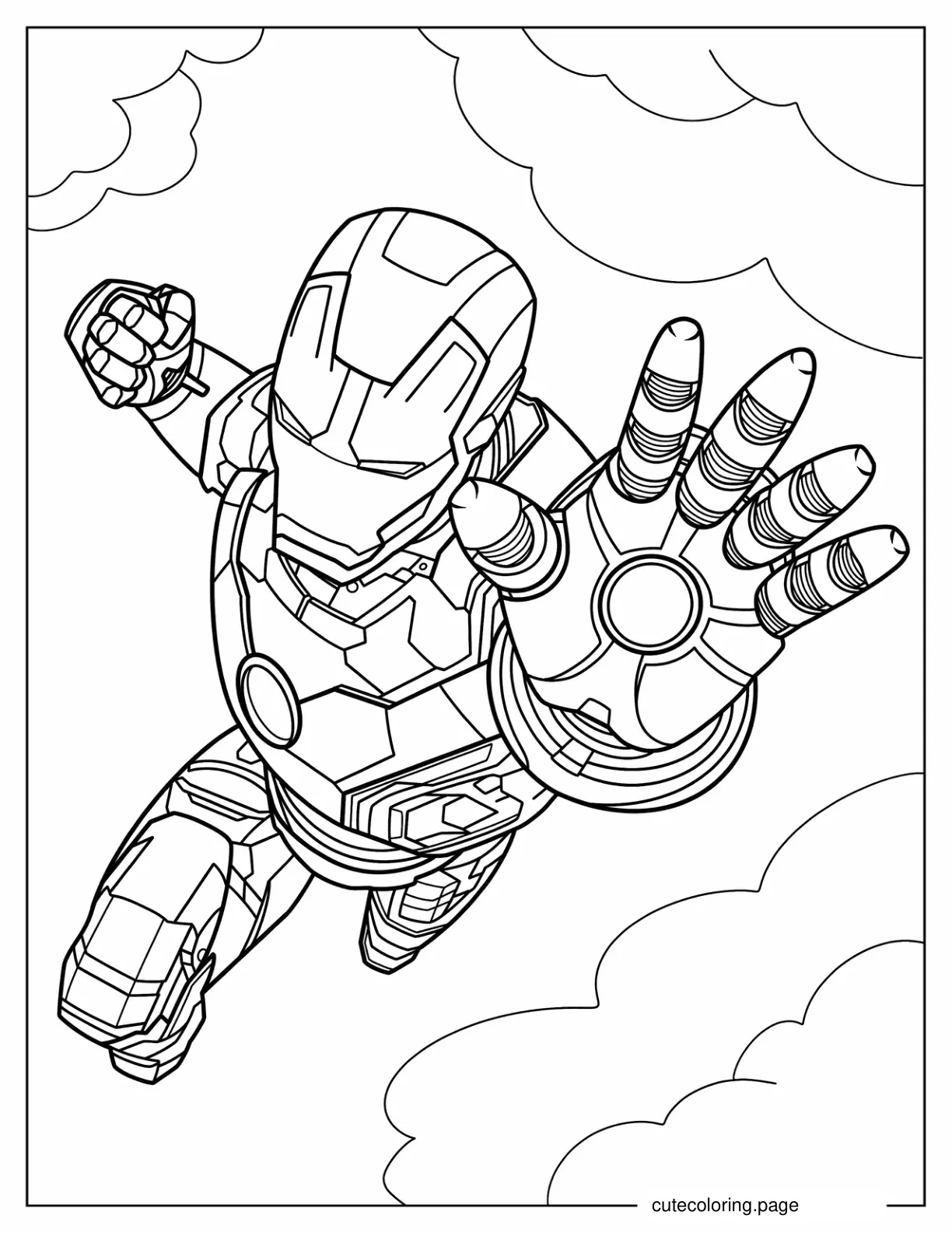 Iron Man Flying In The Sky coloring page