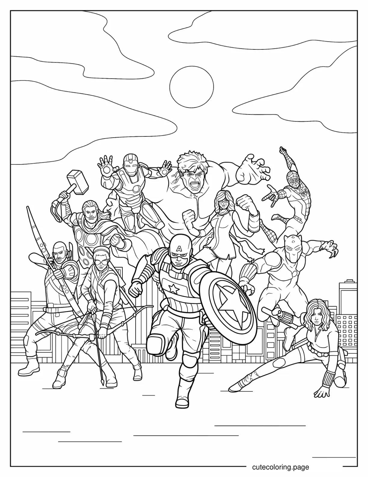 The Avengers Team To Color coloring page