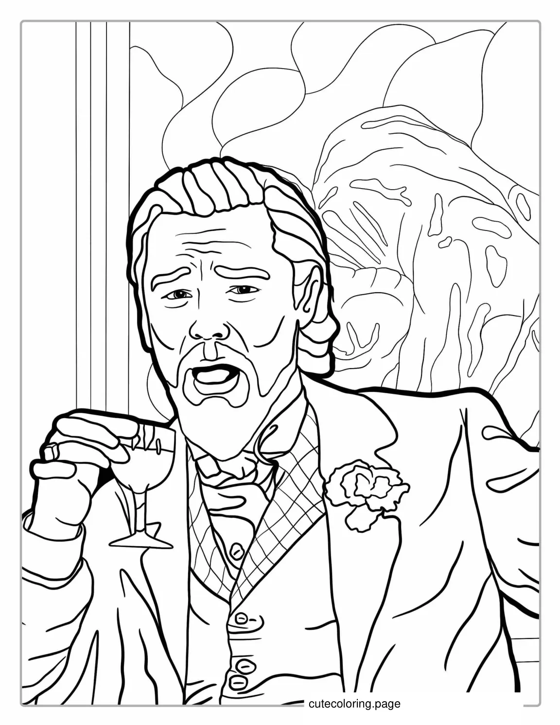 Leonardo DiCaprio Laughing Meme Coloring Sheet coloring page