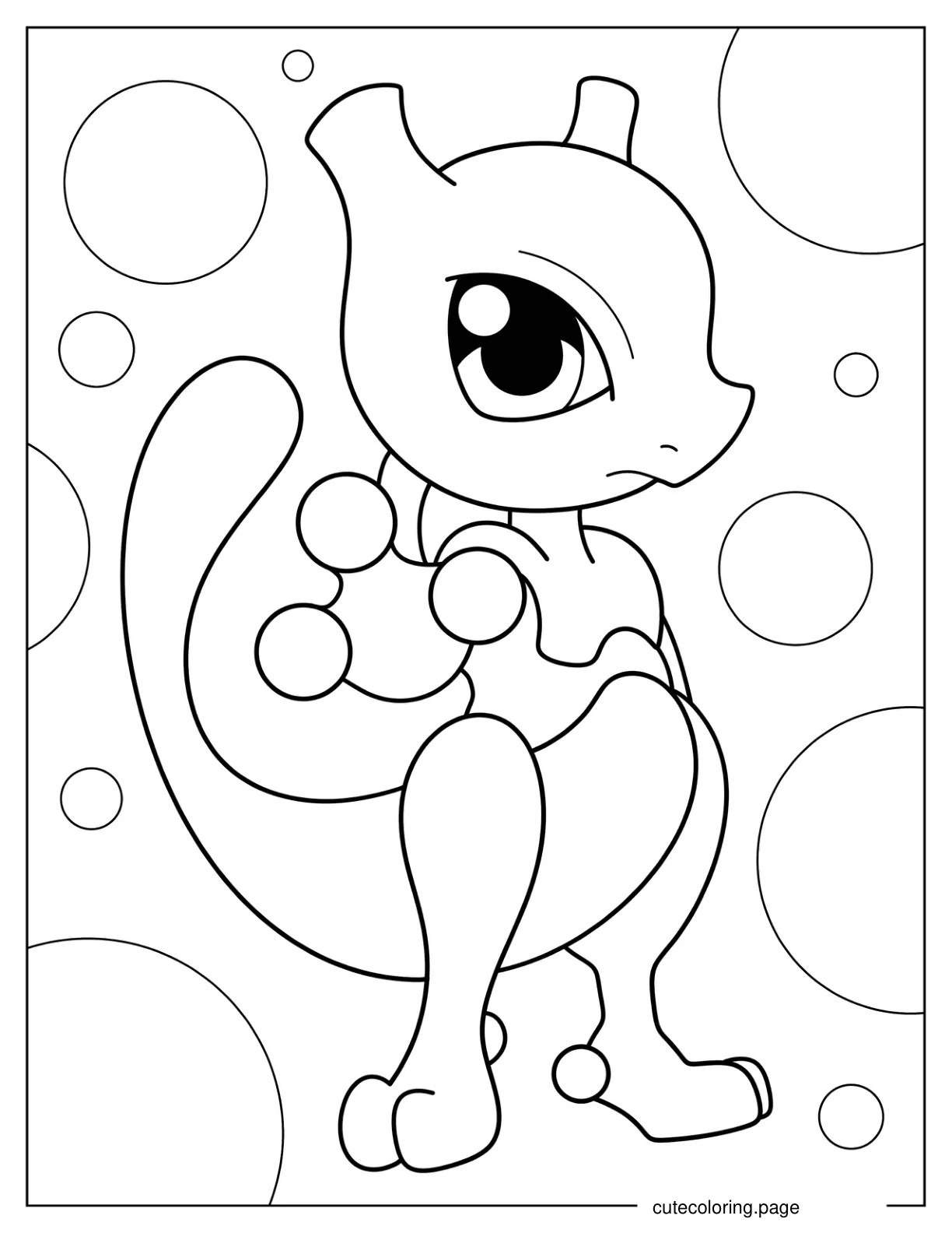 Chibi Mewtwo Coloring Sheet For Preschoolers coloring page