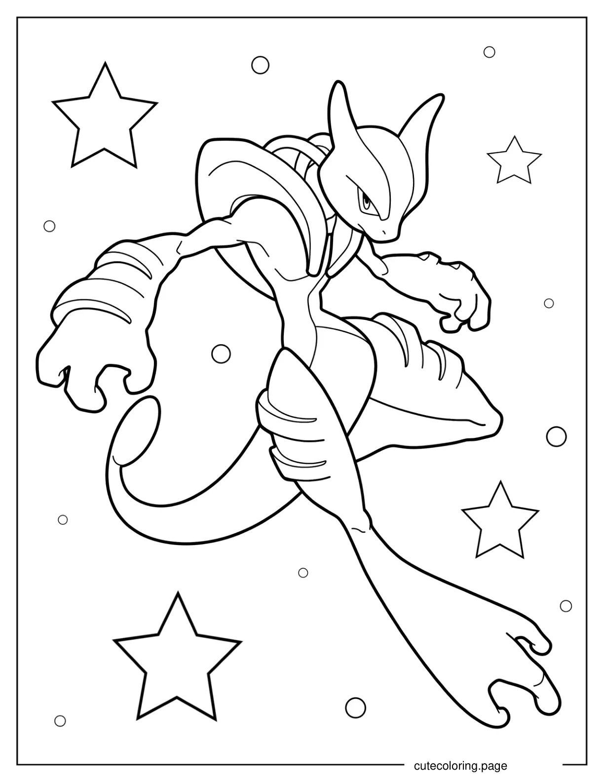 Detailed Shiny Mega Mewtwo coloring page