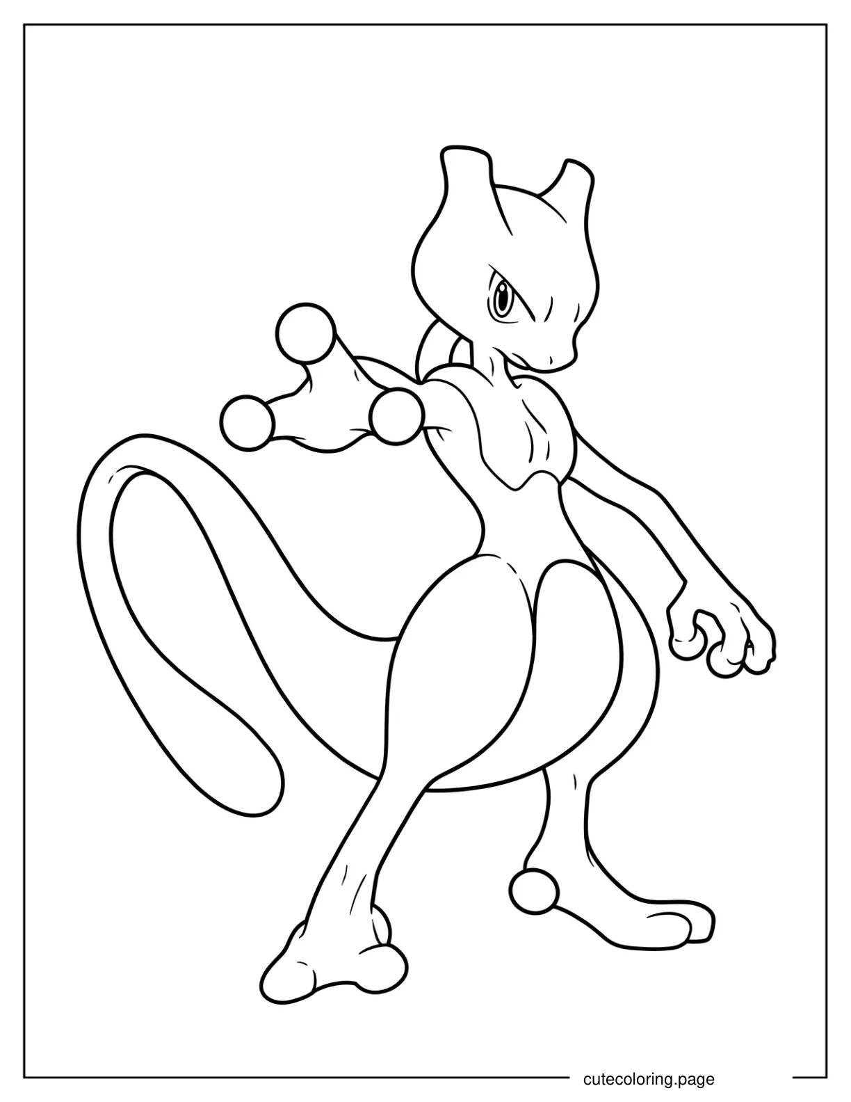 Easy Mewtwo Coloring Sheet For Kids coloring page