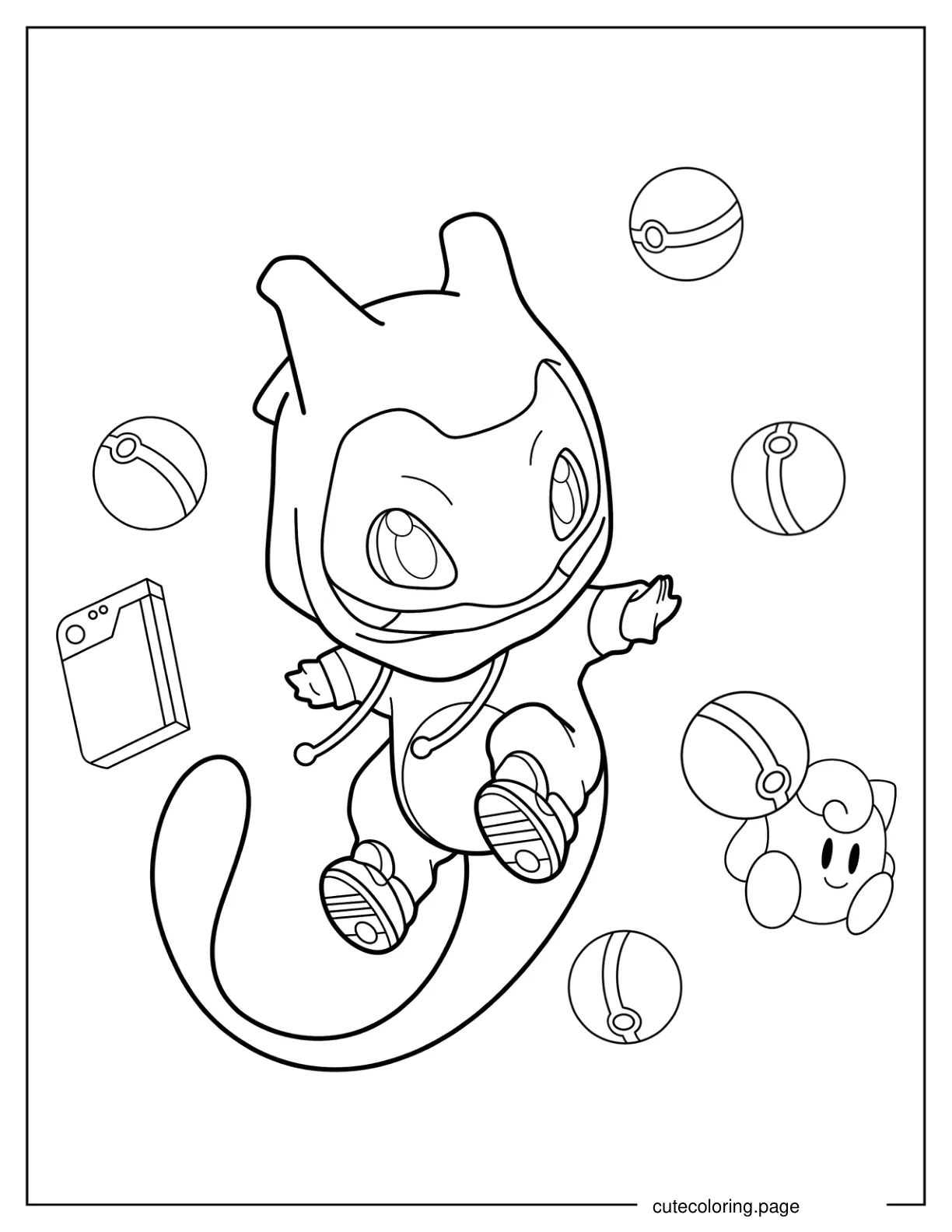 Kawaii Mewtwo Coloring Sheet For Preschoolers coloring page