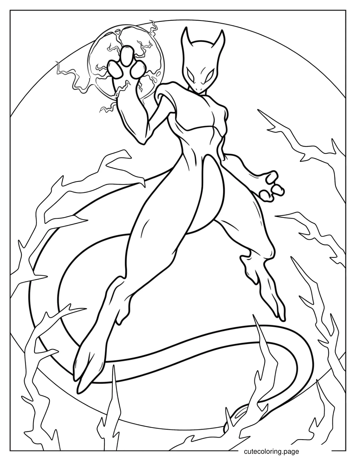 Legendary Pokemon Mewtwo Coloring Sheet coloring page