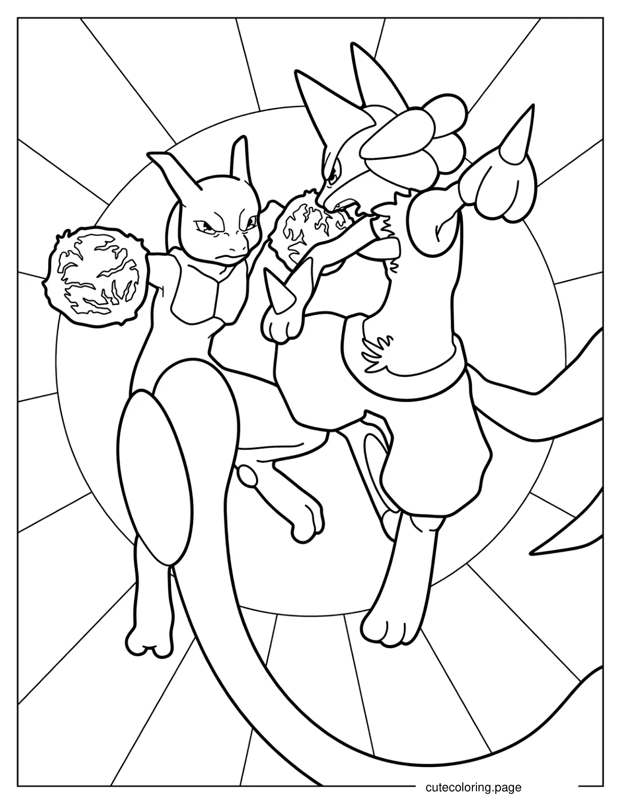 Mewtwo Vs Lucario Coloring Page coloring page