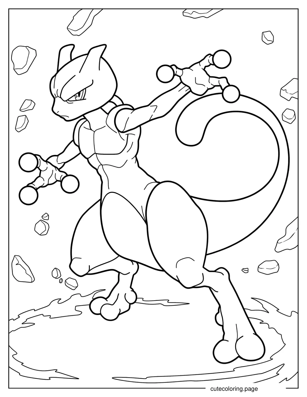 Powerful Mewtwo Coloring Sheet coloring page