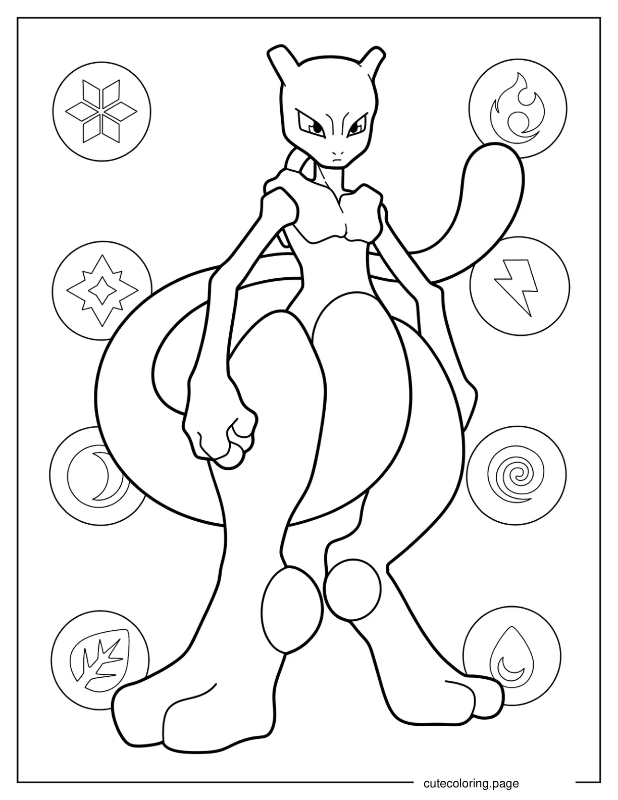 Simple Mewtwo Coloring Page coloring page