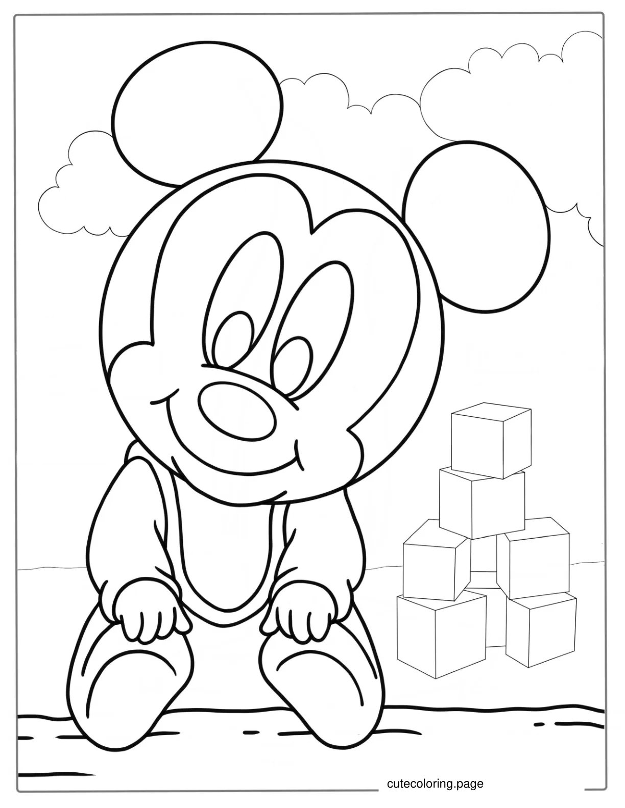 Baby Mickey Mouse Coloring Page For Preschoolers coloring page