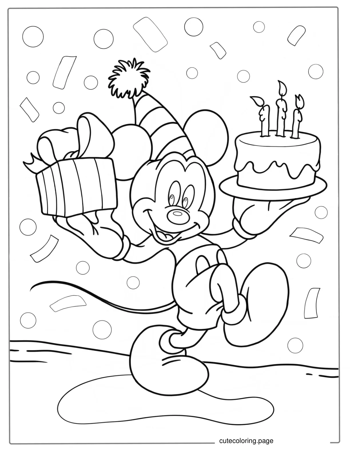 Happy Birthday Mickey Mouse Coloring Page coloring page