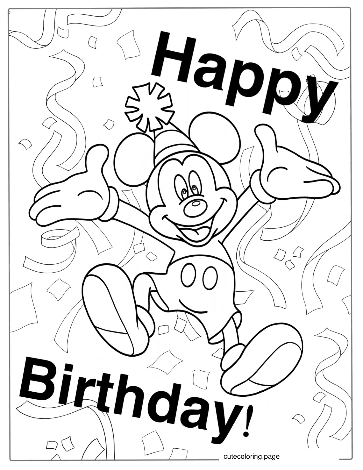 Happy Birthday Mickey Mouse Coloring Sheet coloring page