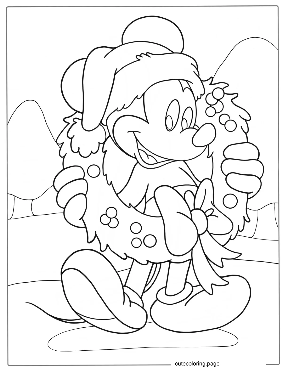 Mickey Mouse Christmas Themed Coloring Sheet coloring page