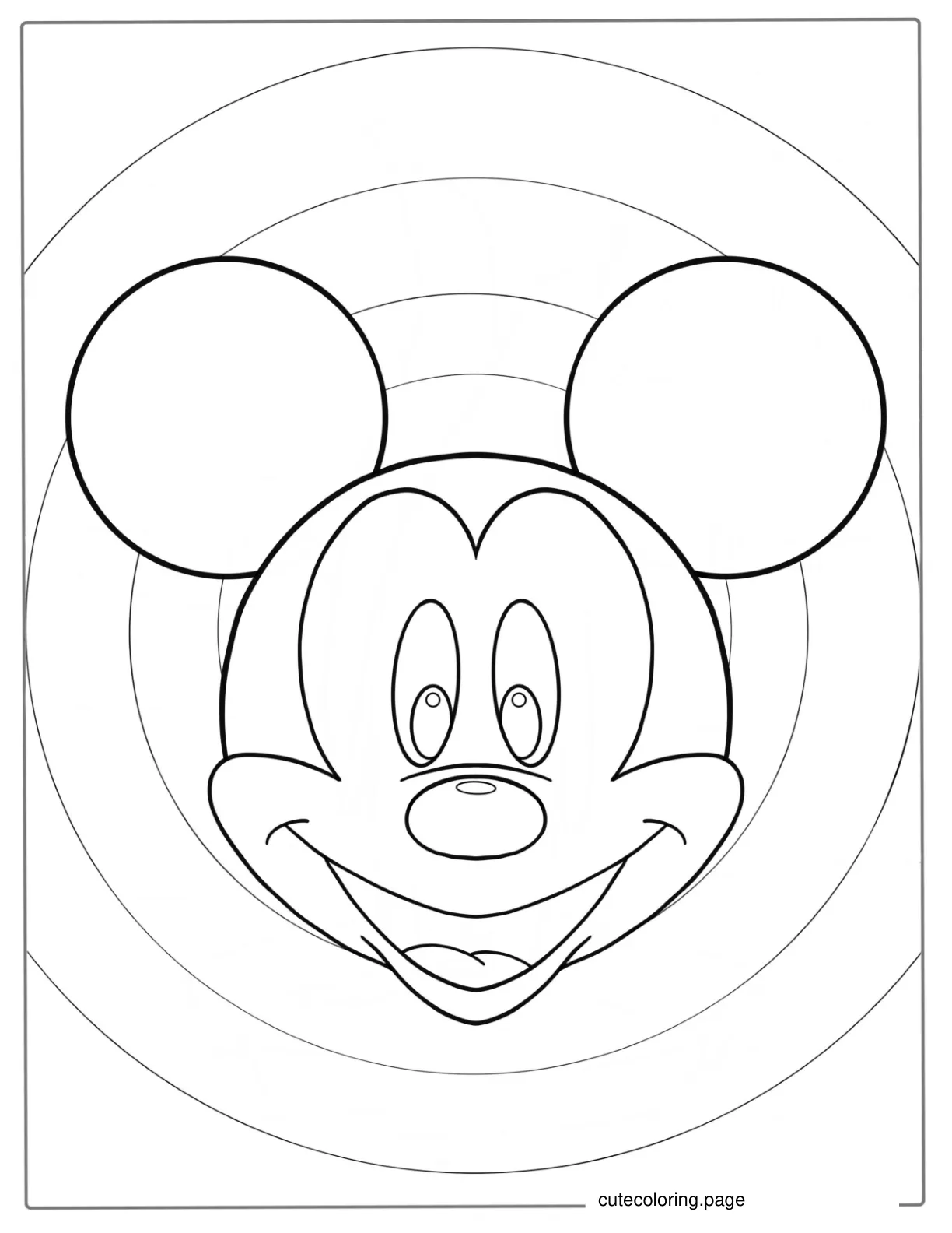 Mickey Mouse Face Coloring Sheet For Kids coloring page