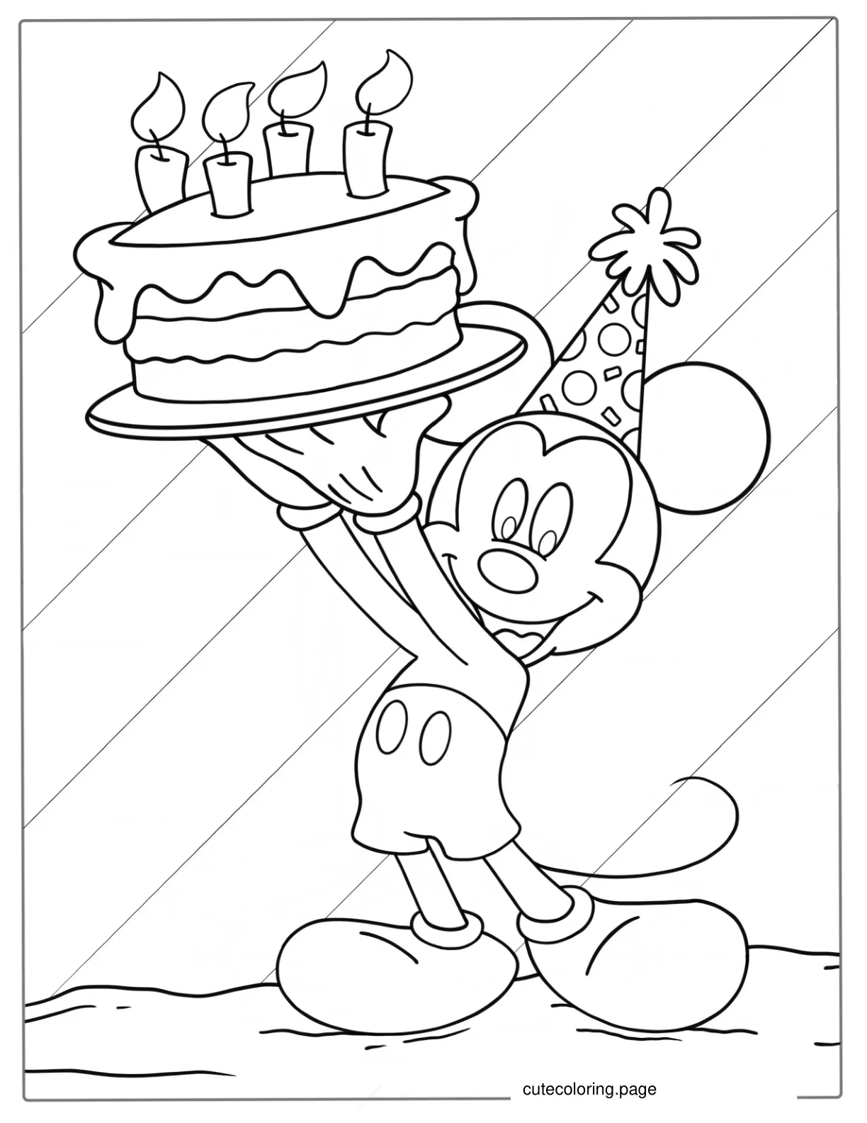 Mickey Mouse Happy Birthday Coloring Page coloring page