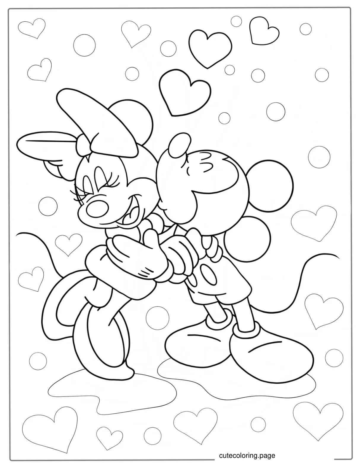 Mickey Mouse Kissing Minnie Coloring Sheet coloring page