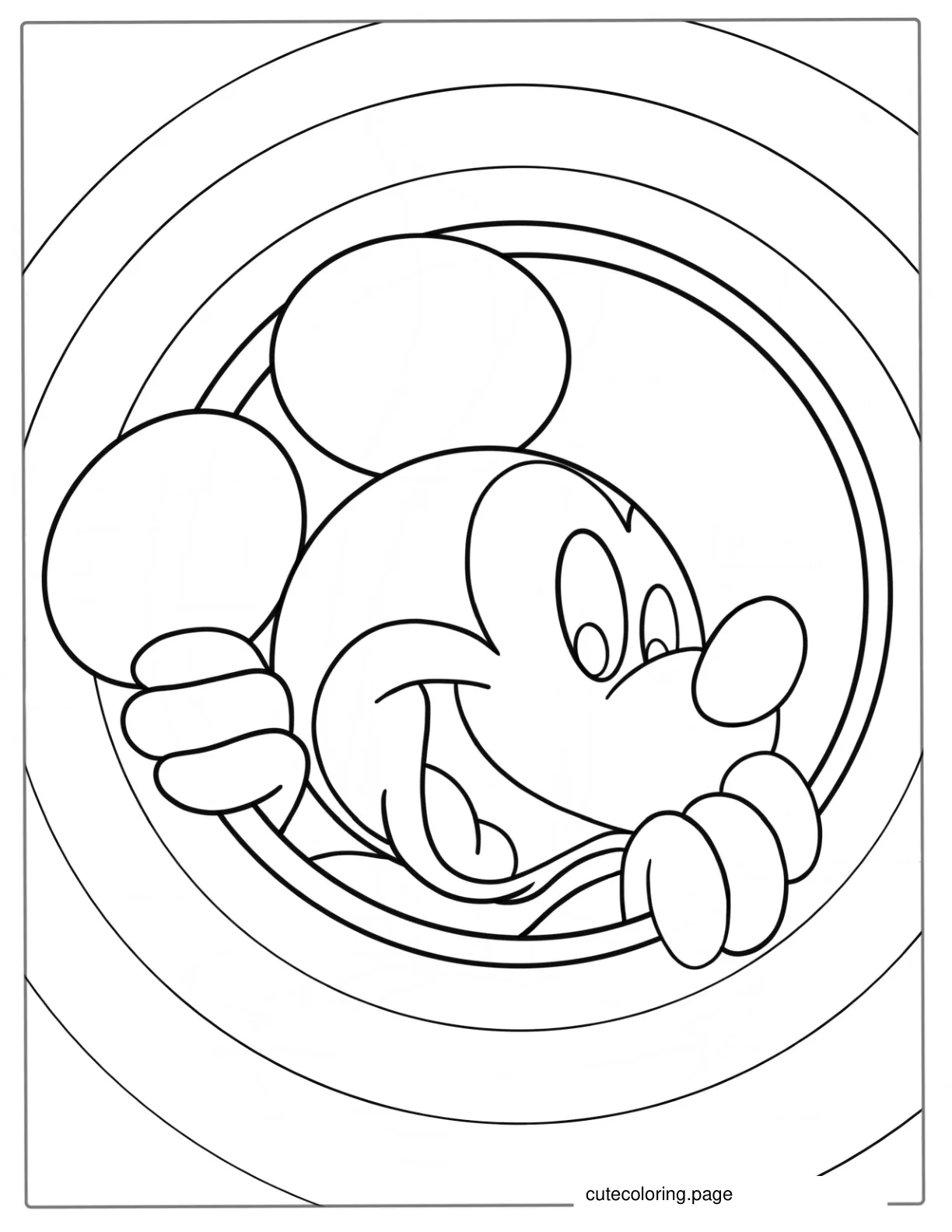 Mickey Mouse Peering Through Hole coloring page