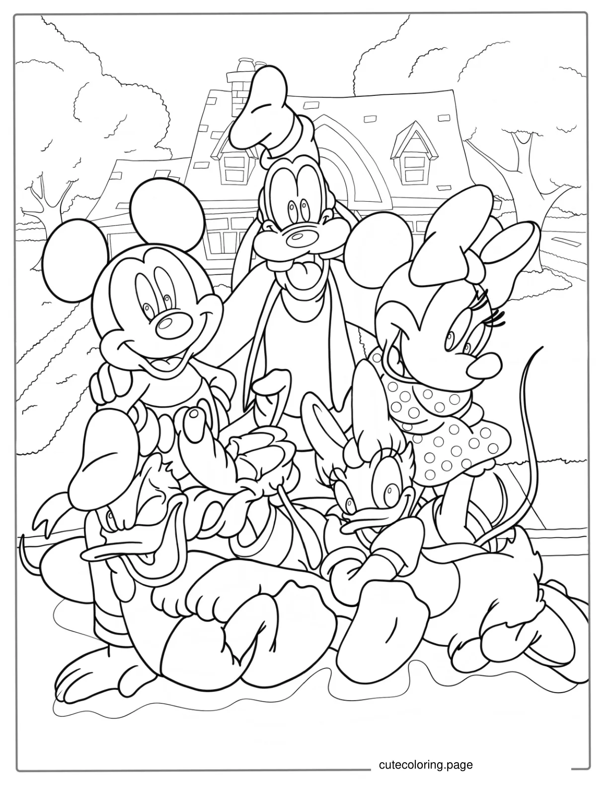 Mickey Mouse With Friends To Color coloring page