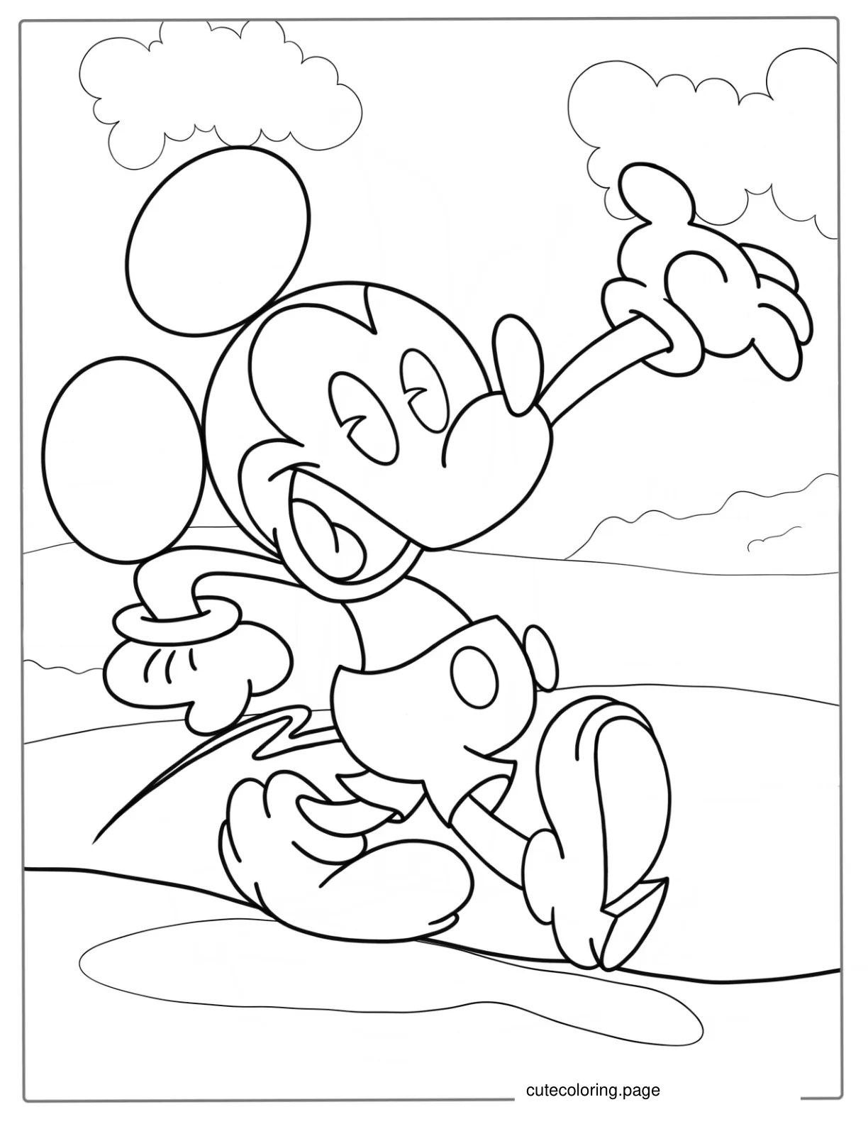 Retro Mickey Mouse Coloring Sheet coloring page