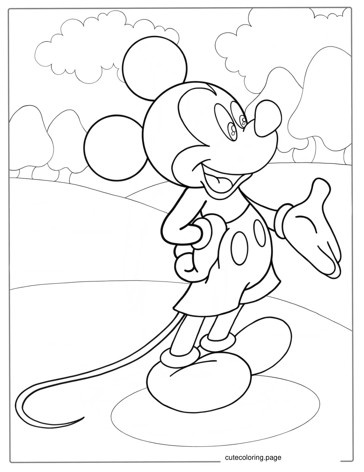 Smiling Mickey Mouse Coloring Page coloring page