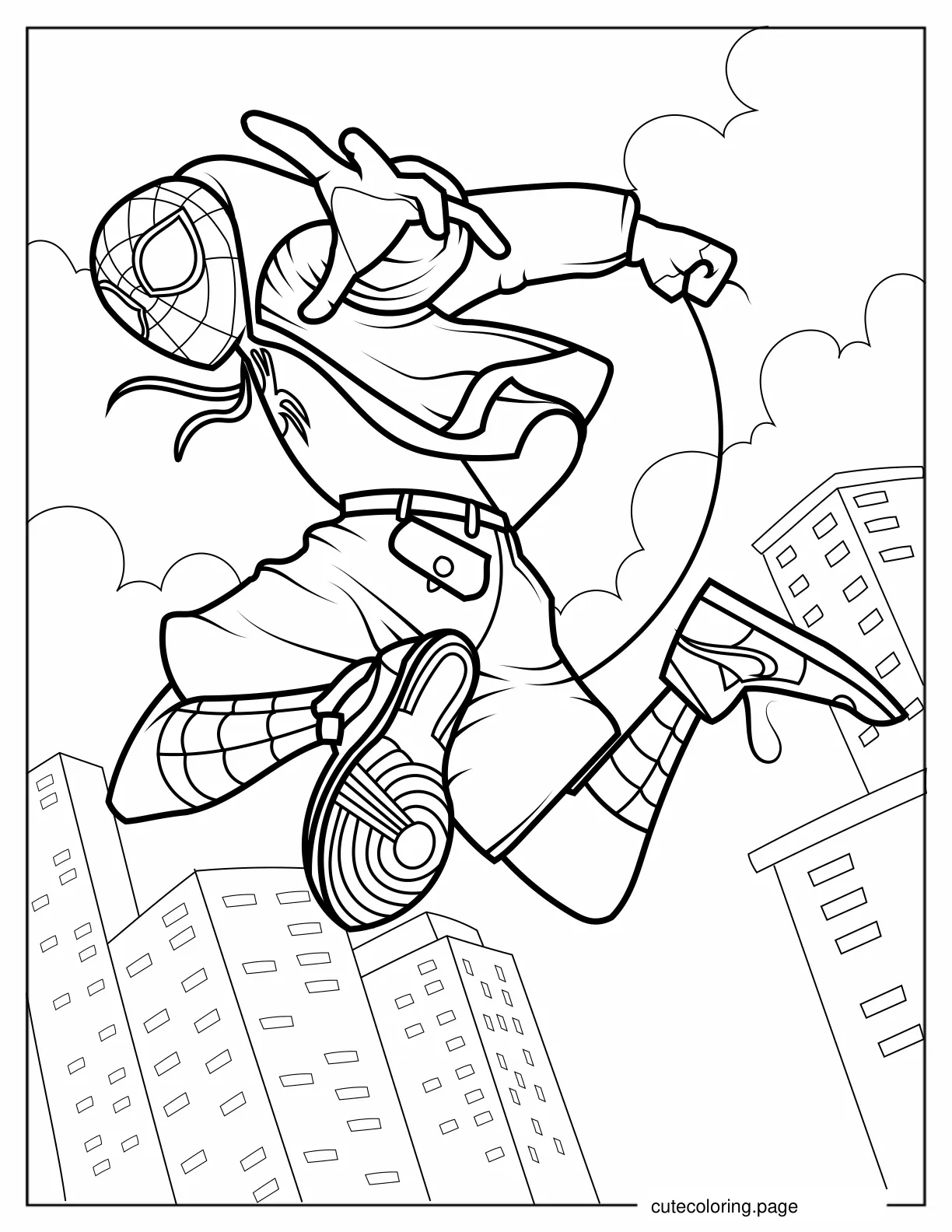 Coloring Sheet Of Miles Morales Spider Man Into The Spider Verse coloring page