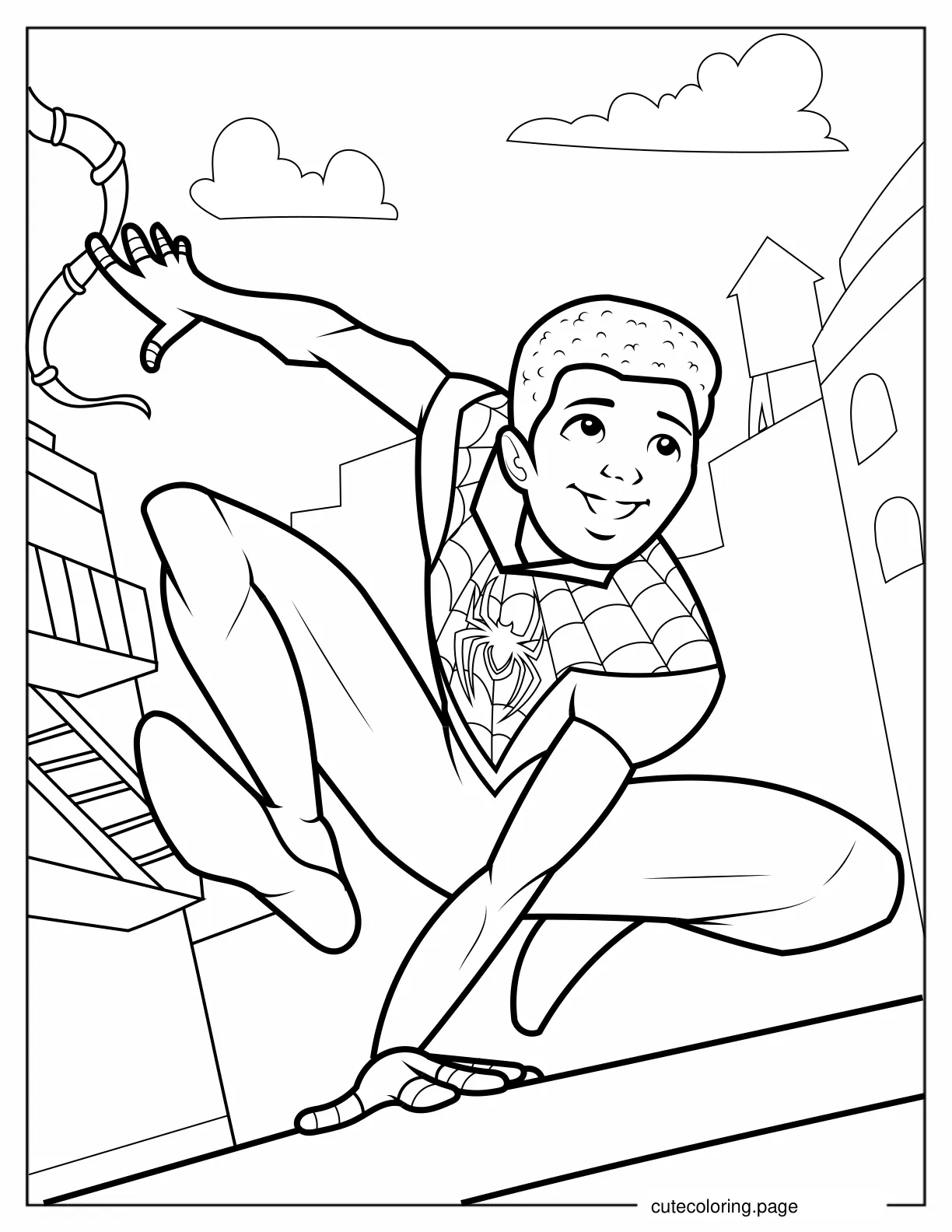 Easy Coloring Page Of Miles Morales For Kids coloring page