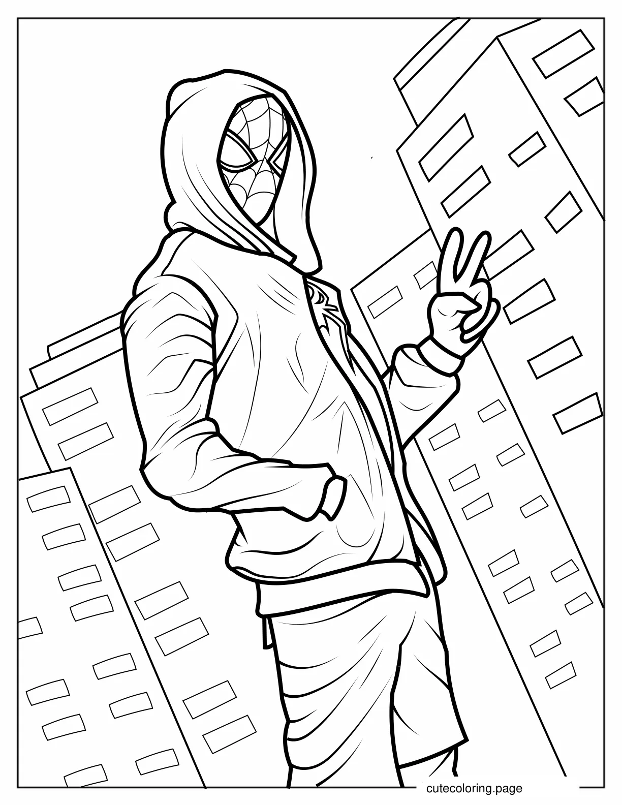 Miles Morales Doing Peace Sign coloring page