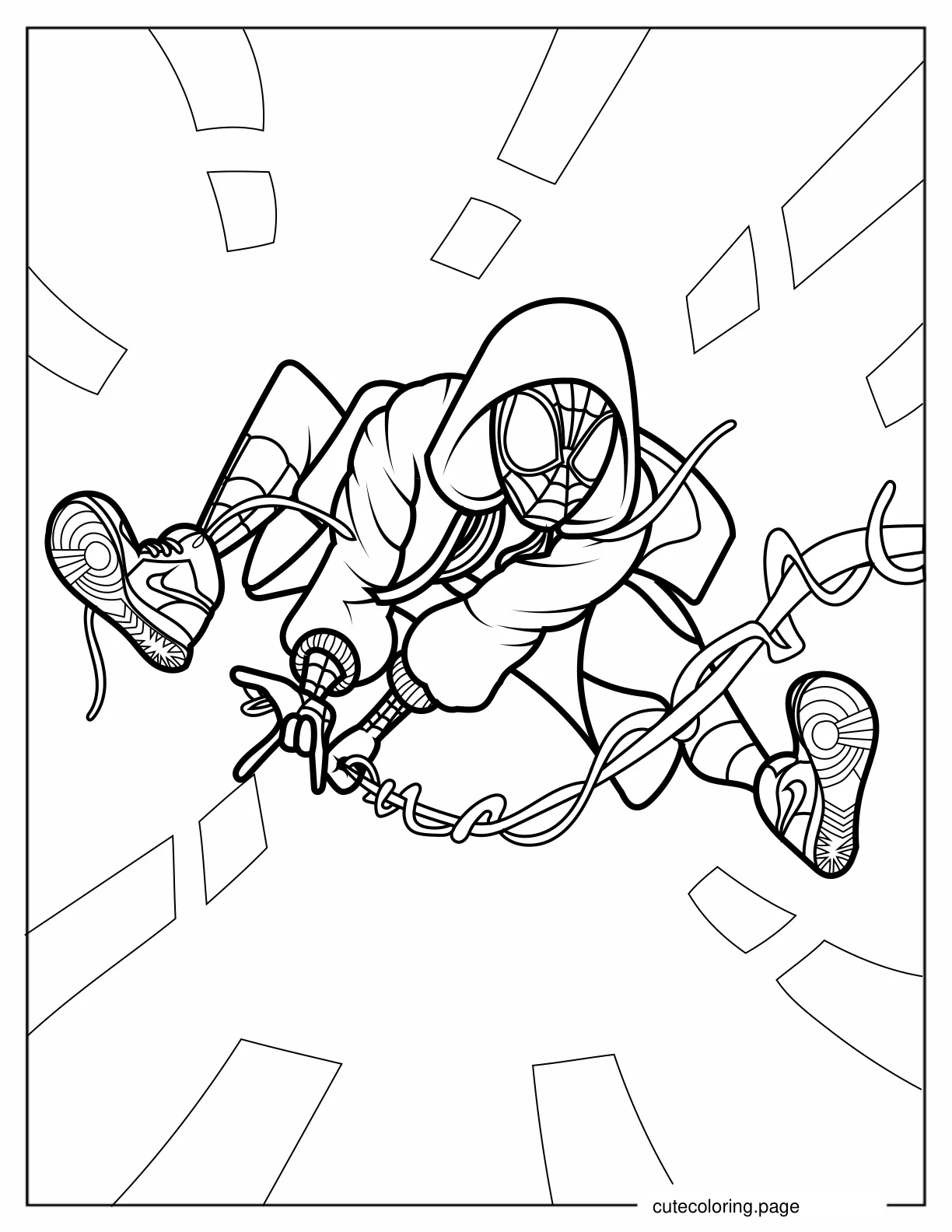 Miles Morales Shooting Spider Web coloring page