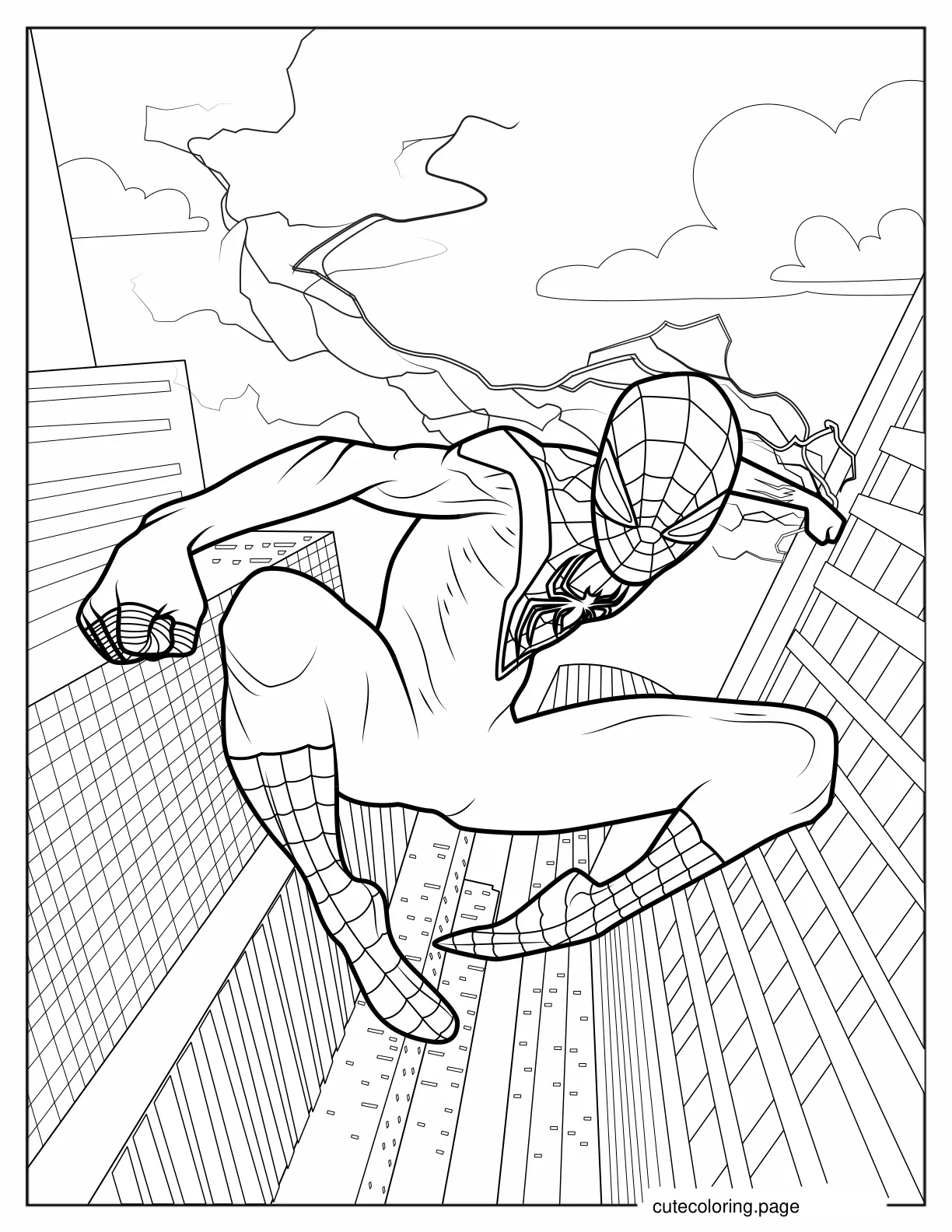 Miles Morales Spider Man With Lightning Coloring Sheet coloring page