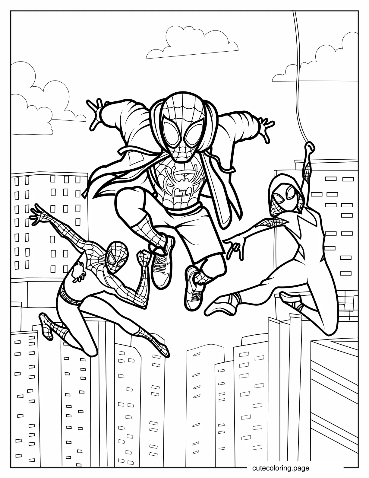 Spider Man Miles Morales And Ghost Spider Coloring Page coloring page