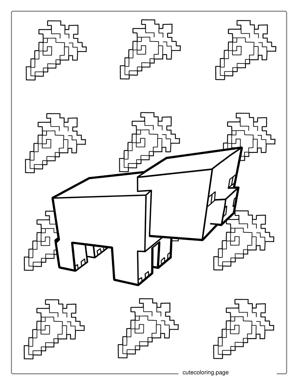 Adorable Minecraft Pig Coloring Page coloring page