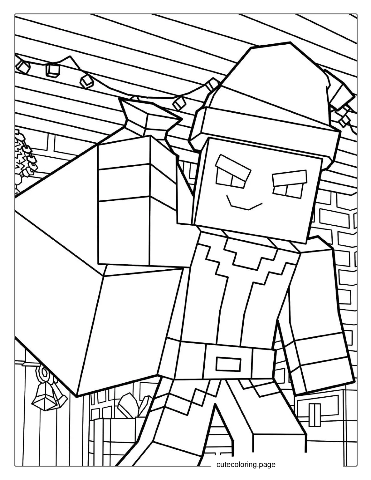 Bad Minecraft Christmas Santa Coloring coloring page