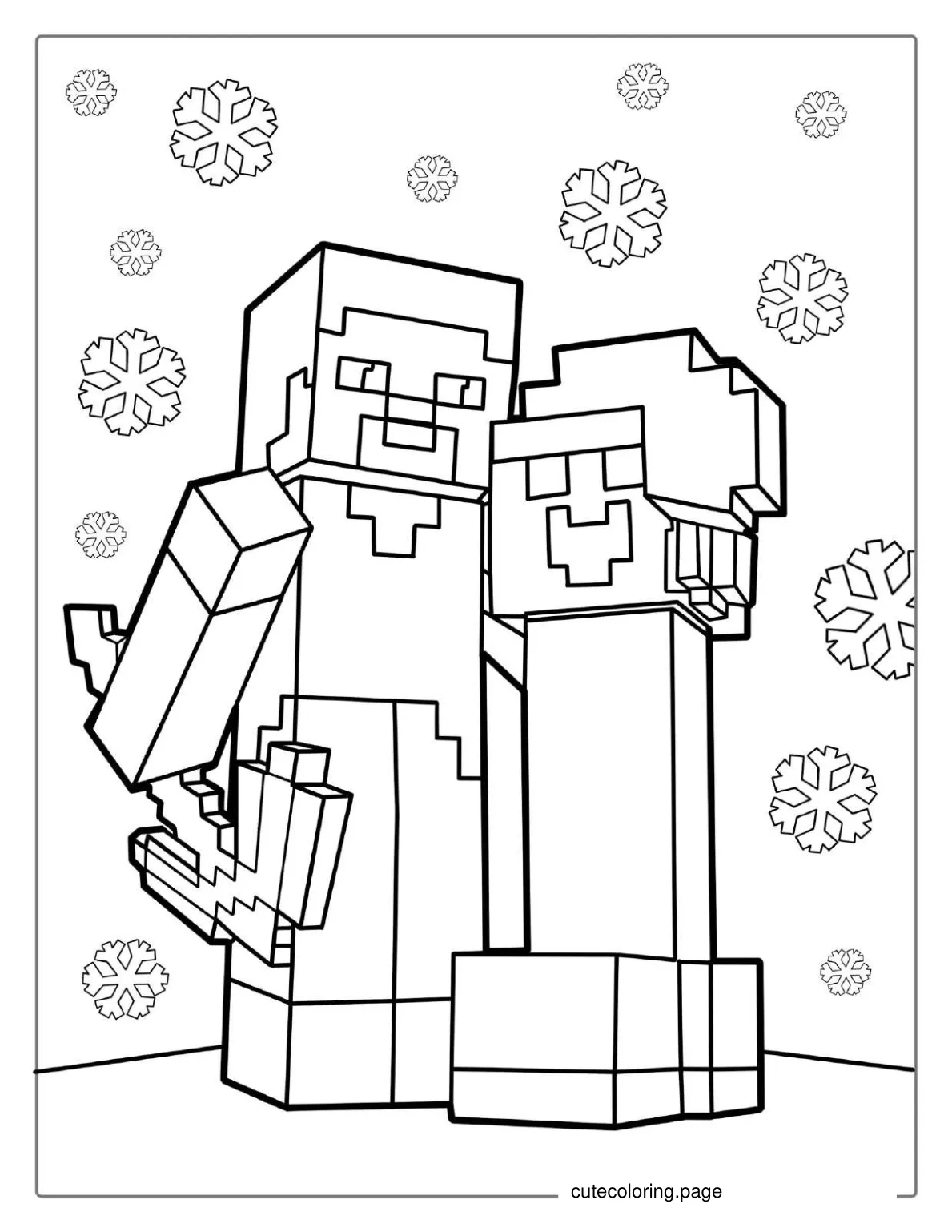 Christmas Themed Minecraft Coloring Page coloring page