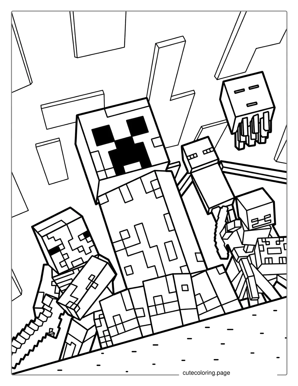 Creeper And Enderman Minecraft Coloring Page coloring page