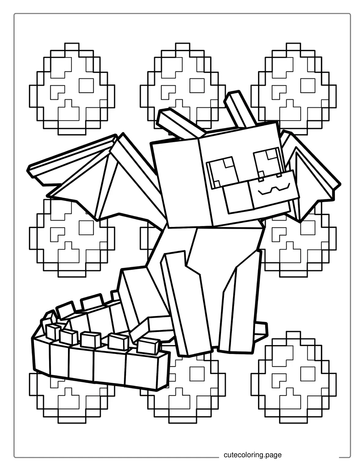 Cute Baby Minecraft Dragon Coloring Sheet coloring page