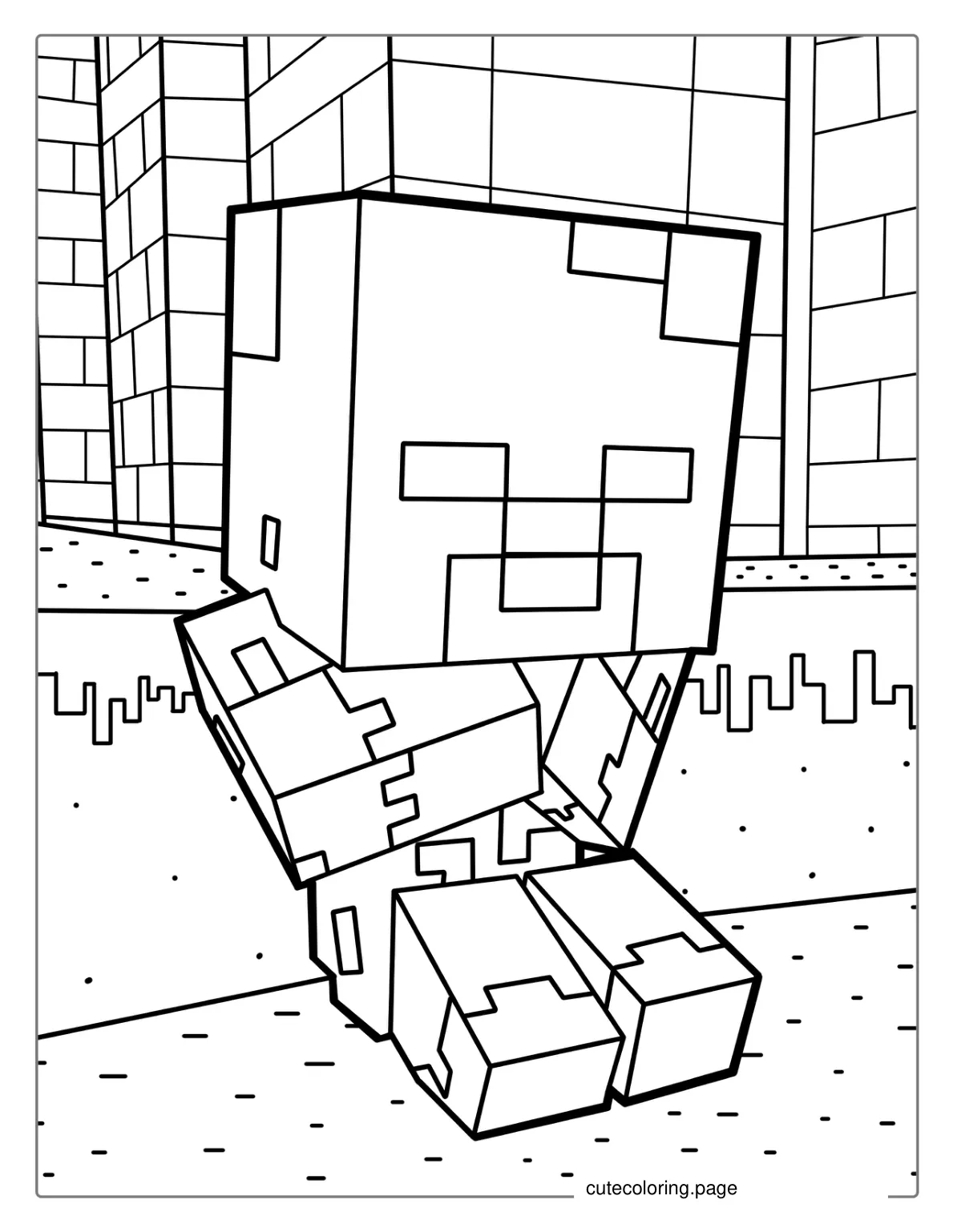 Cute Baby Minecraft Zombie Coloring coloring page