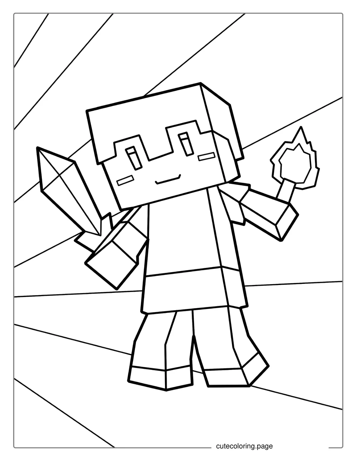 Cute Kawaii Minecraft Coloring For Preschoolers coloring page