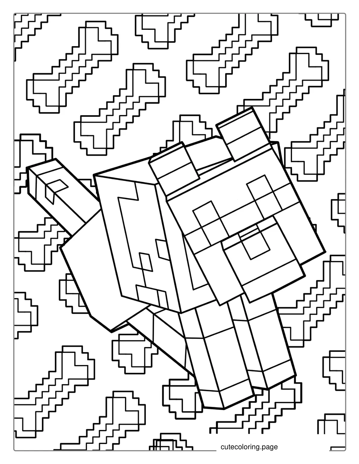 Cute Minecraft Dog Coloring Sheet coloring page