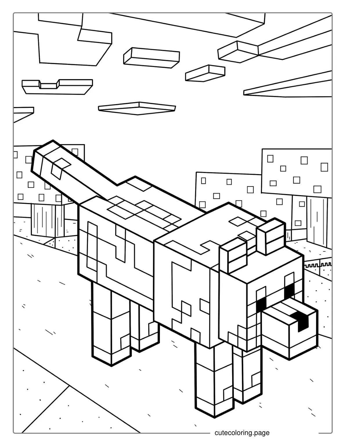 Detailed Coloring Page Of Minecraft Dog coloring page