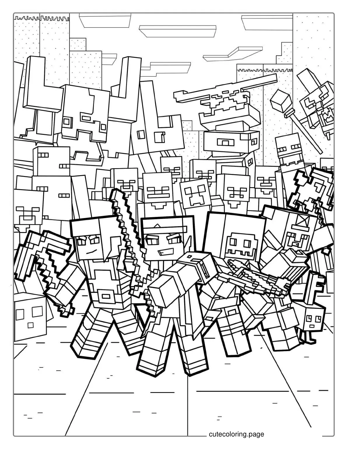 Detailed Minecraft Dungeons Coloring Page coloring page