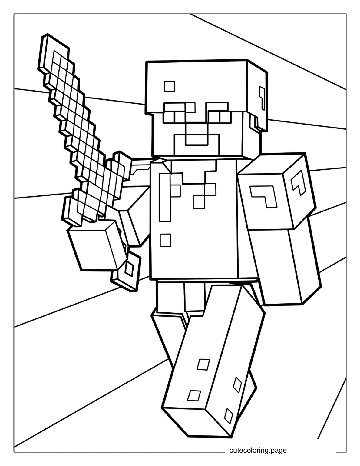 Easy Coloring Page Of Minecraft Steve In Armor coloring page