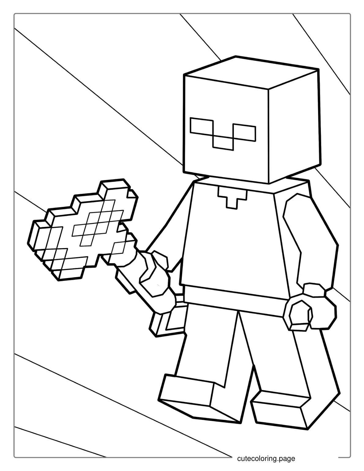 Easy Outline Of Lego Minecraft Steve Coloring coloring page