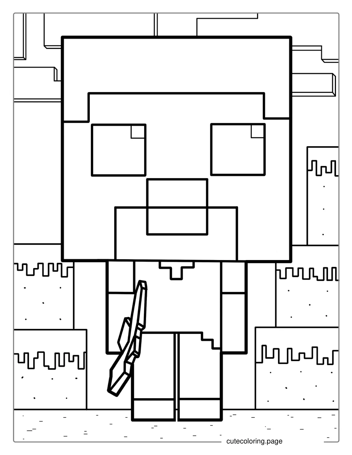 Funko Pop Minecraft Steve Coloring Sheet coloring page