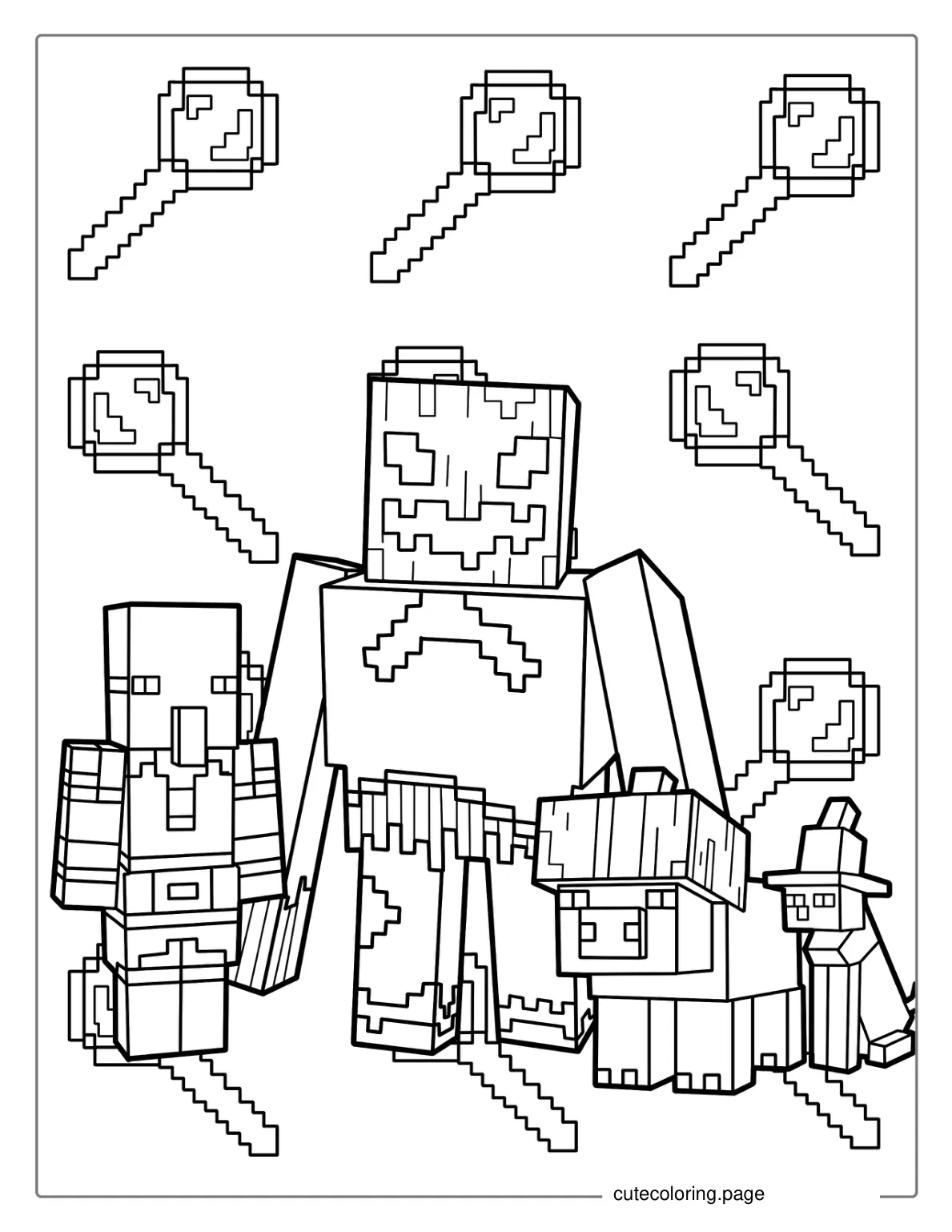 Halloween Inspired Minecraft Coloring Page For Kids coloring page